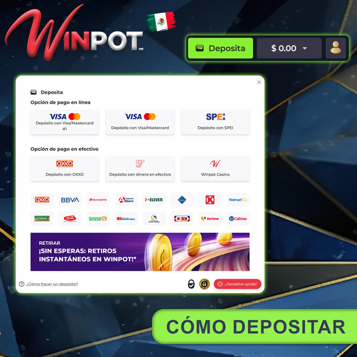 Cómo depositar con la aplicación de casino Winpot