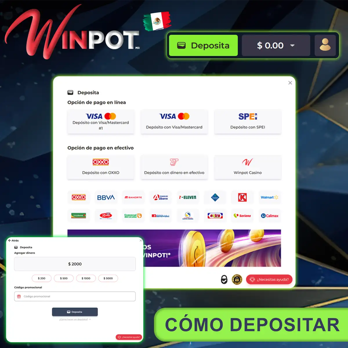 Cómo ingresar fondos en su cuenta Winpot