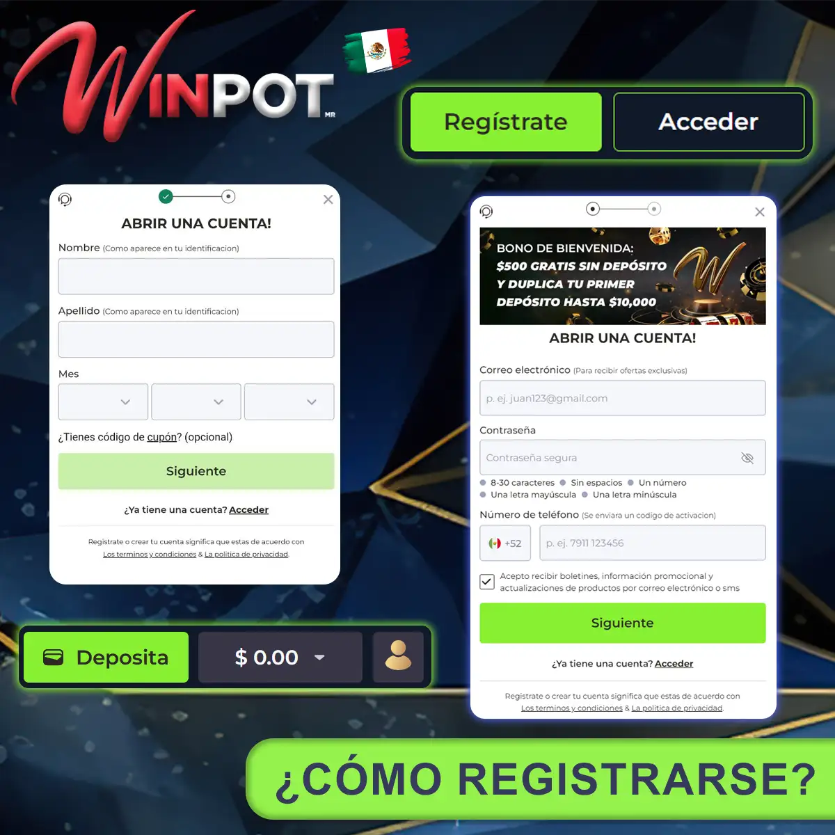 ¿Cómo inscribirse en Winpot Casino?