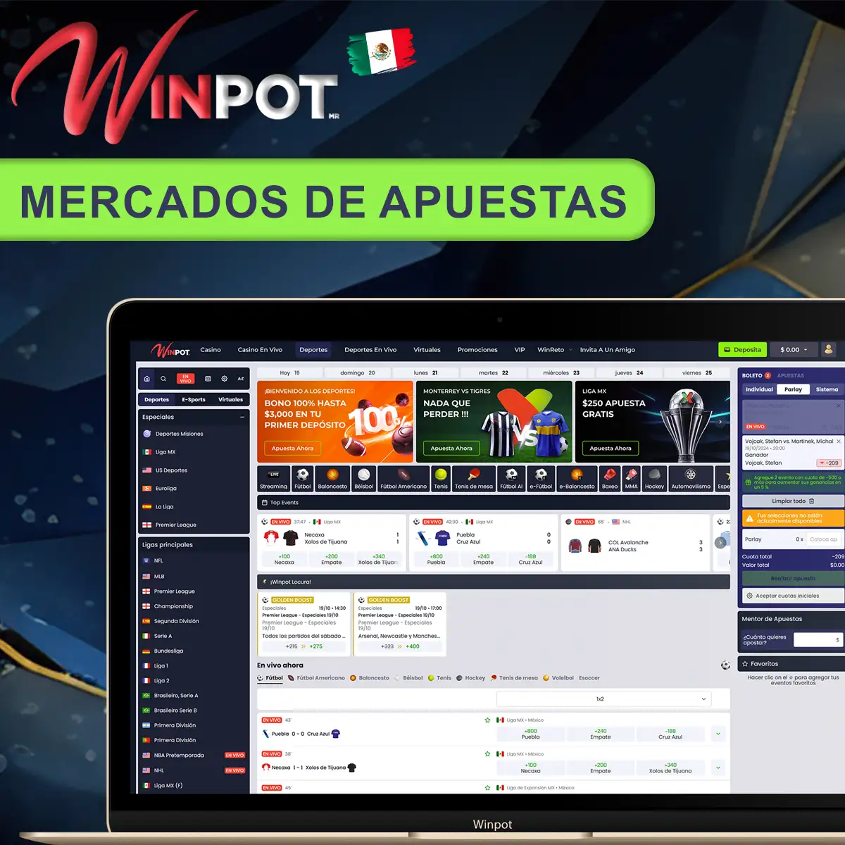 Winpot México mercados de apuestas