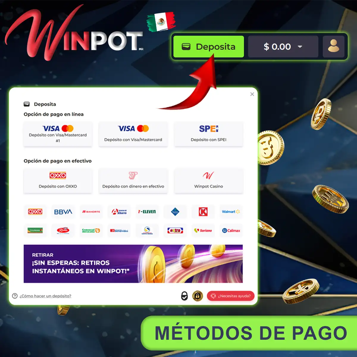 Formas de pago en Winpot México