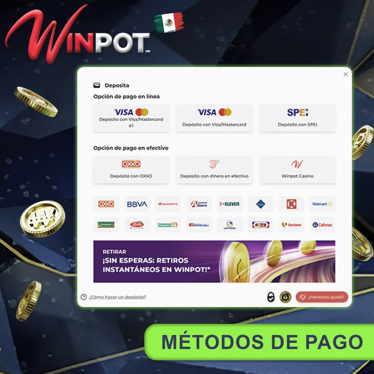 Formas de pago en Winpot Casino